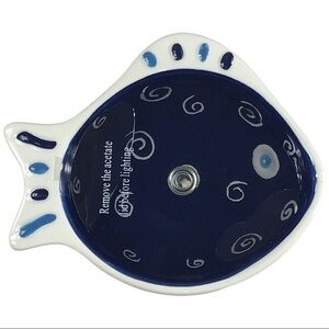 Blue Ceramic Fish Candle Dish NWOT